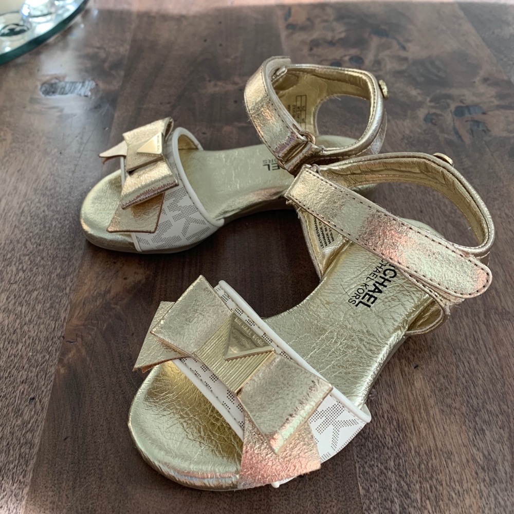 Michael Kors Gold and White Kids Sandals